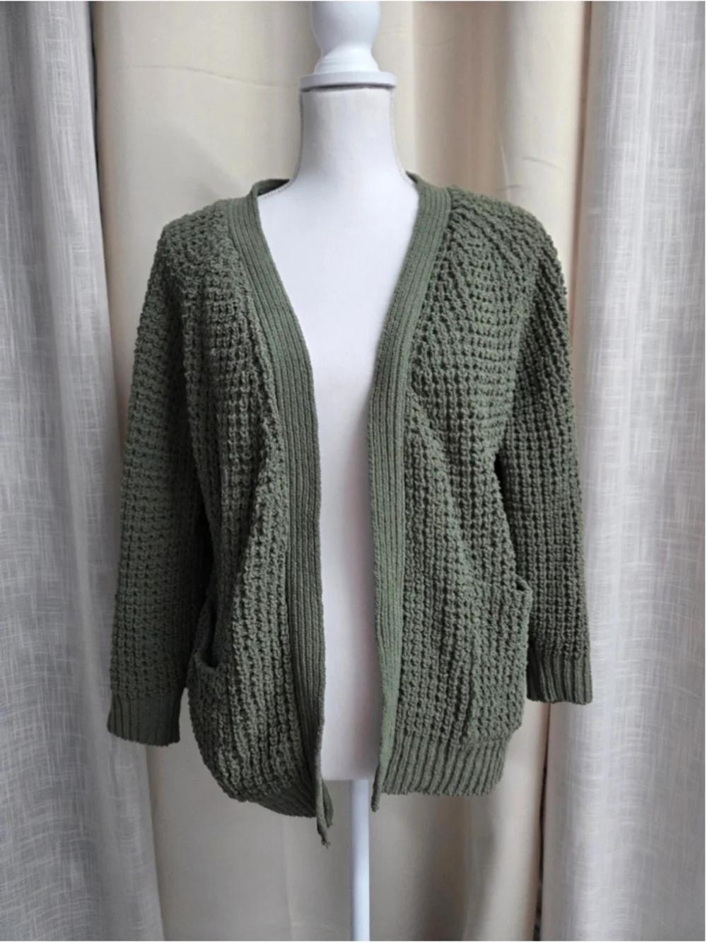 Poof Apparel Olive Knit Size S Cardigan Cabincore Autumnal Rustic